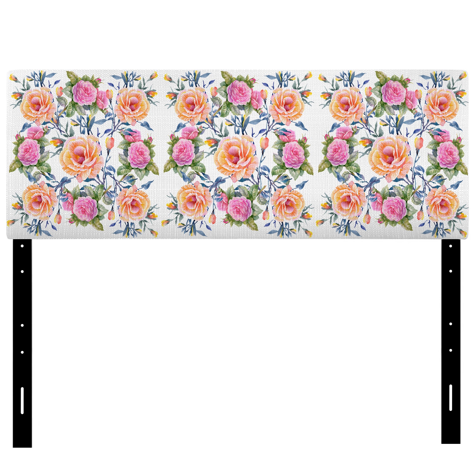 Pink, Purple and Yellow Flowers upholstered headboard