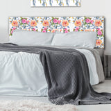 Pink, Purple and Yellow Flowers upholstered headboard