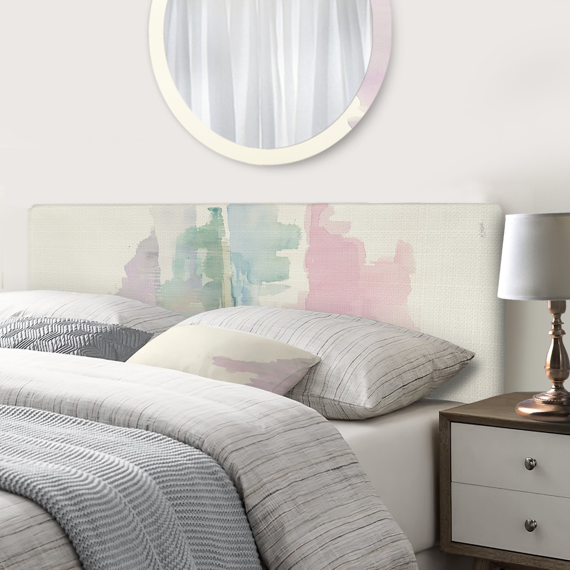 Pink Lifting Fog upholstered headboard