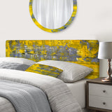 Yellow Meets Grey Abstract Art I upholstered headboard