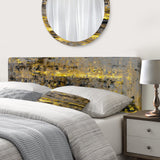 Yellow Meets Grey Abstract Art II upholstered headboard