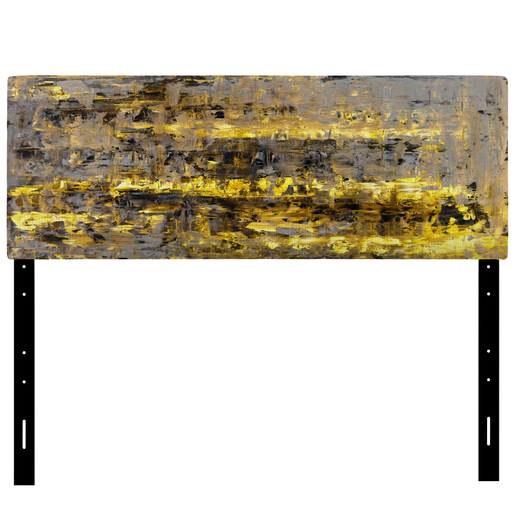 Yellow Meets Grey Abstract Art II upholstered headboard