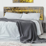 Yellow Meets Grey Abstract Art II upholstered headboard