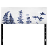Navy Blue Eucalyptus I upholstered headboard