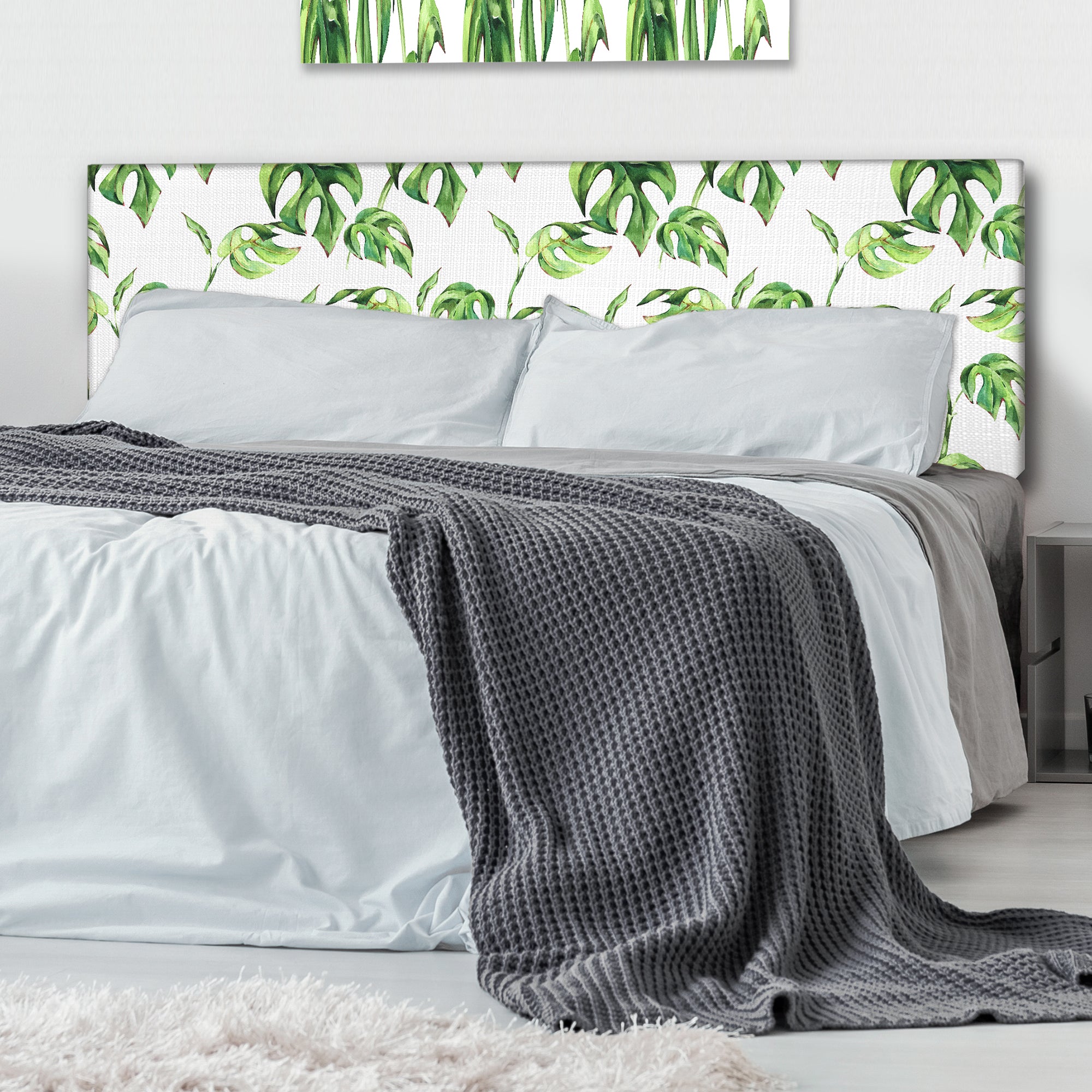 Vintage Floral Tropical Leaves II upholstered headboard