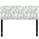 Tropical Green Leaves In Summer Times II upholstered headboard