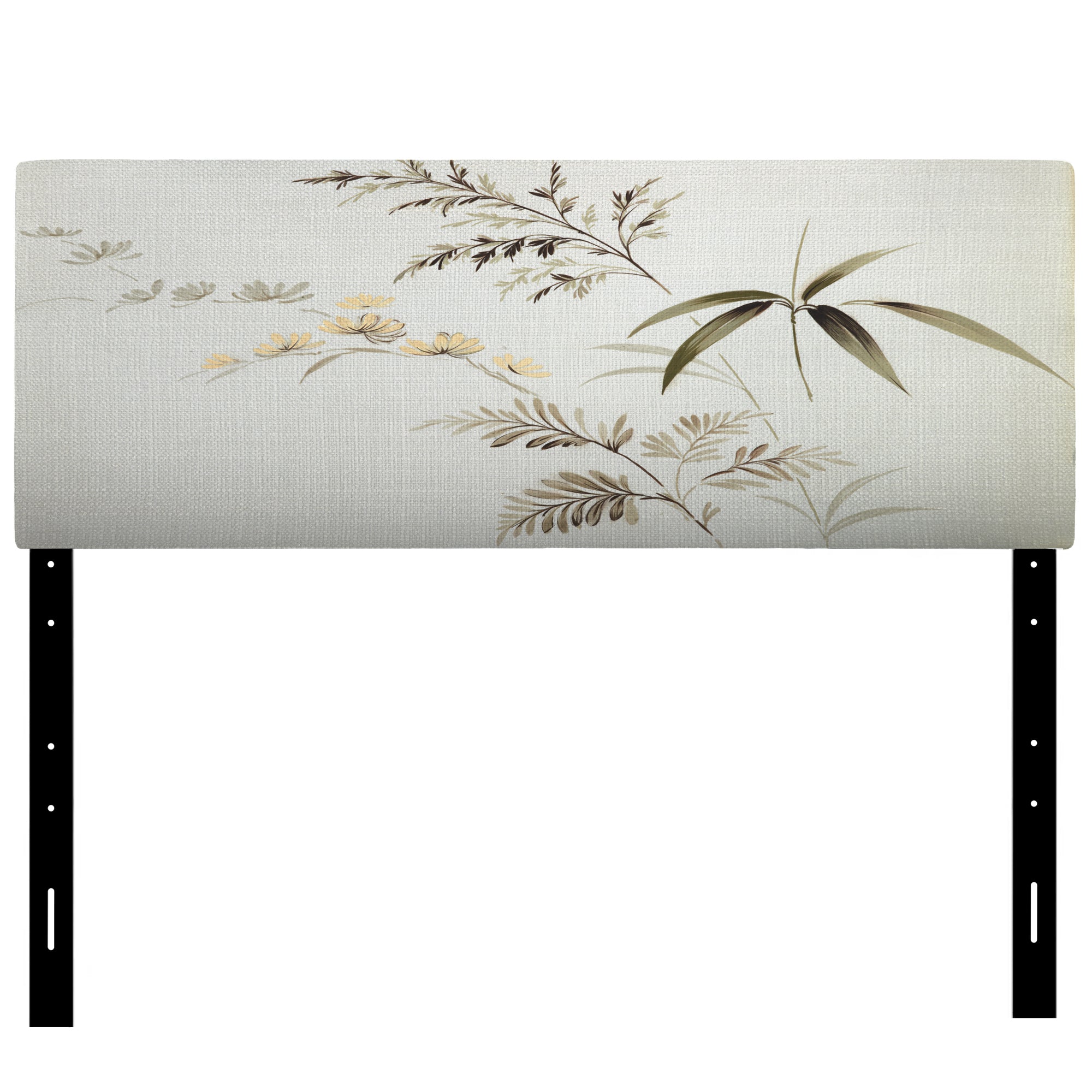 Retro Drawing of Flowers III upholstered headboard