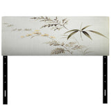 Retro Drawing of Flowers III upholstered headboard