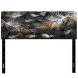 White and Gold Feathers On Triangular upholstered headboard