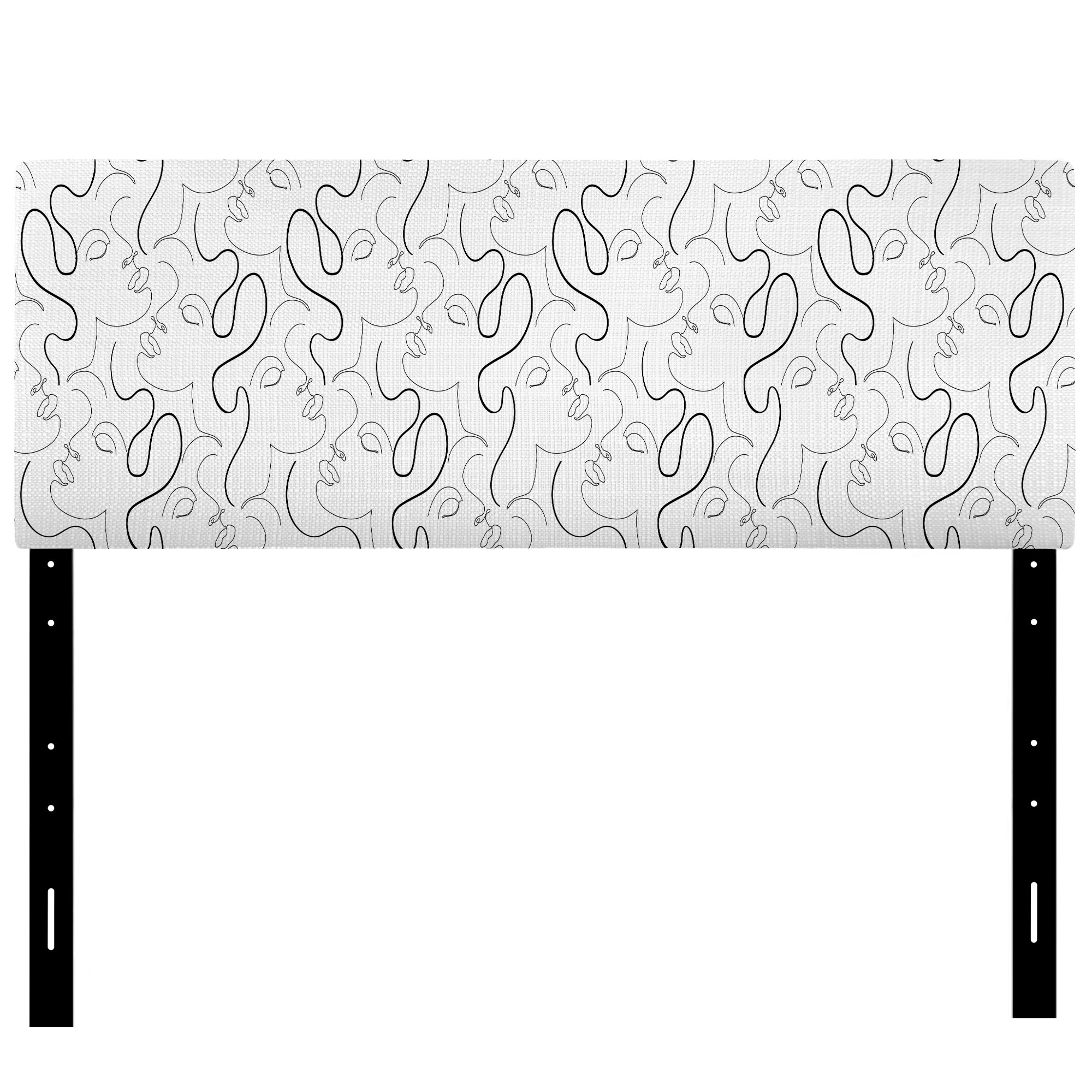 Monochrome One Line Drawing Portraits upholstered headboard