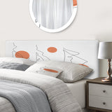 Abstract Mountain Range With Red Moons upholstered headboard