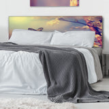 Vintage Butterfly Flying To A White Flower upholstered headboard