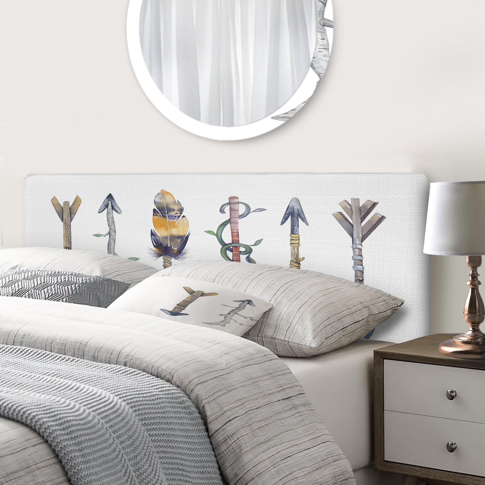 Colorful Ethnics Arrows In Native American Style upholstered headboard