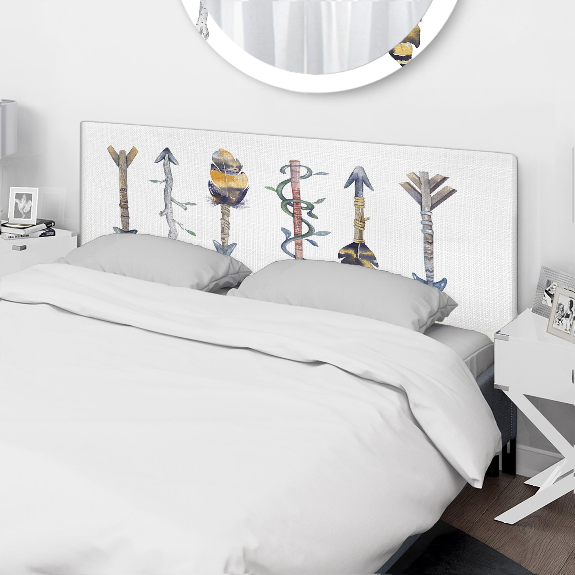 Colorful Ethnics Arrows In Native American Style upholstered headboard