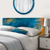 Abstract Marble Composition In Blue and Orange V upholstered headboard