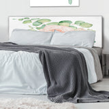 Pink Roses Flowers and Eucalyptus Leaves Bouquet upholstered headboard