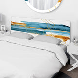 Blue Underwater Plant With Golden Laminaria Branch upholstered headboard