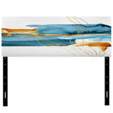 Blue Underwater Plant With Golden Laminaria Branch upholstered headboard