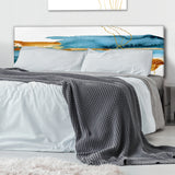 Blue Underwater Plant With Golden Laminaria Branch upholstered headboard