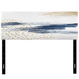 Dark Blue and Gold Abstract I upholstered headboard