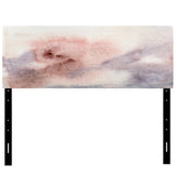Pastel Abstract With Blue Pink Beige & Red Spots upholstered headboard