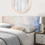 Pastel Abstract With Dark Blue Pink & Beige Spots upholstered headboard
