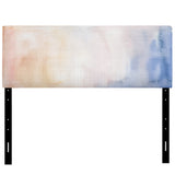 Pastel Abstract With Dark Blue Pink & Beige Spots upholstered headboard