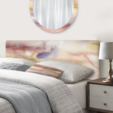 Pastel Abstract With Dark Blue Pink & Yellow Spots upholstered headboard