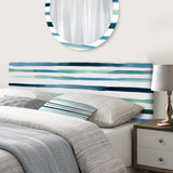 Aquatic Dark Blue Verticals upholstered headboard