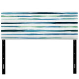 Aquatic Dark Blue Verticals upholstered headboard