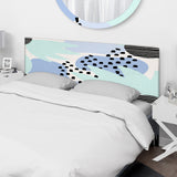 Pastel Blue Abstract Shapes With Black Polka Dots upholstered headboard