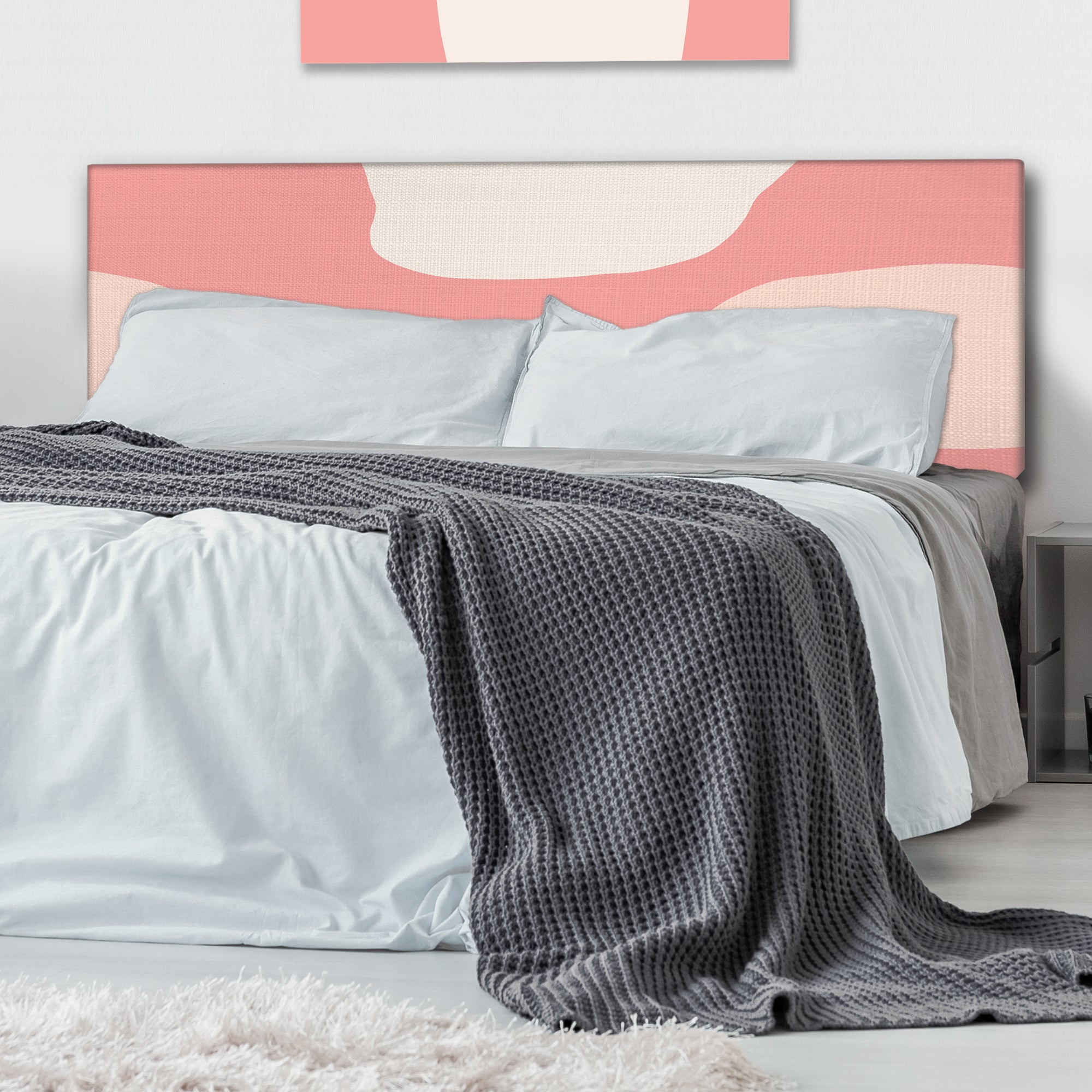 Abstract Pink And Cream Shapes I upholstered headboard