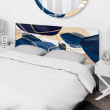Minimalistic Blue & Earth Tone Organic Shapes II upholstered headboard