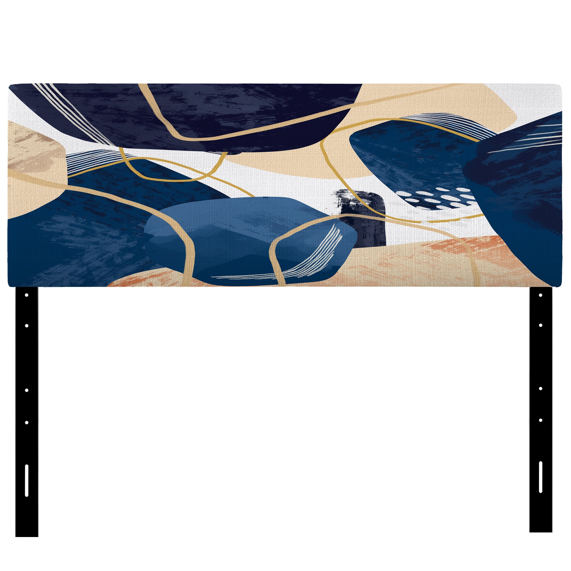 Minimalistic Blue & Earth Tone Organic Shapes II upholstered headboard