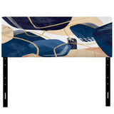 Minimalistic Blue & Earth Tone Organic Shapes II upholstered headboard