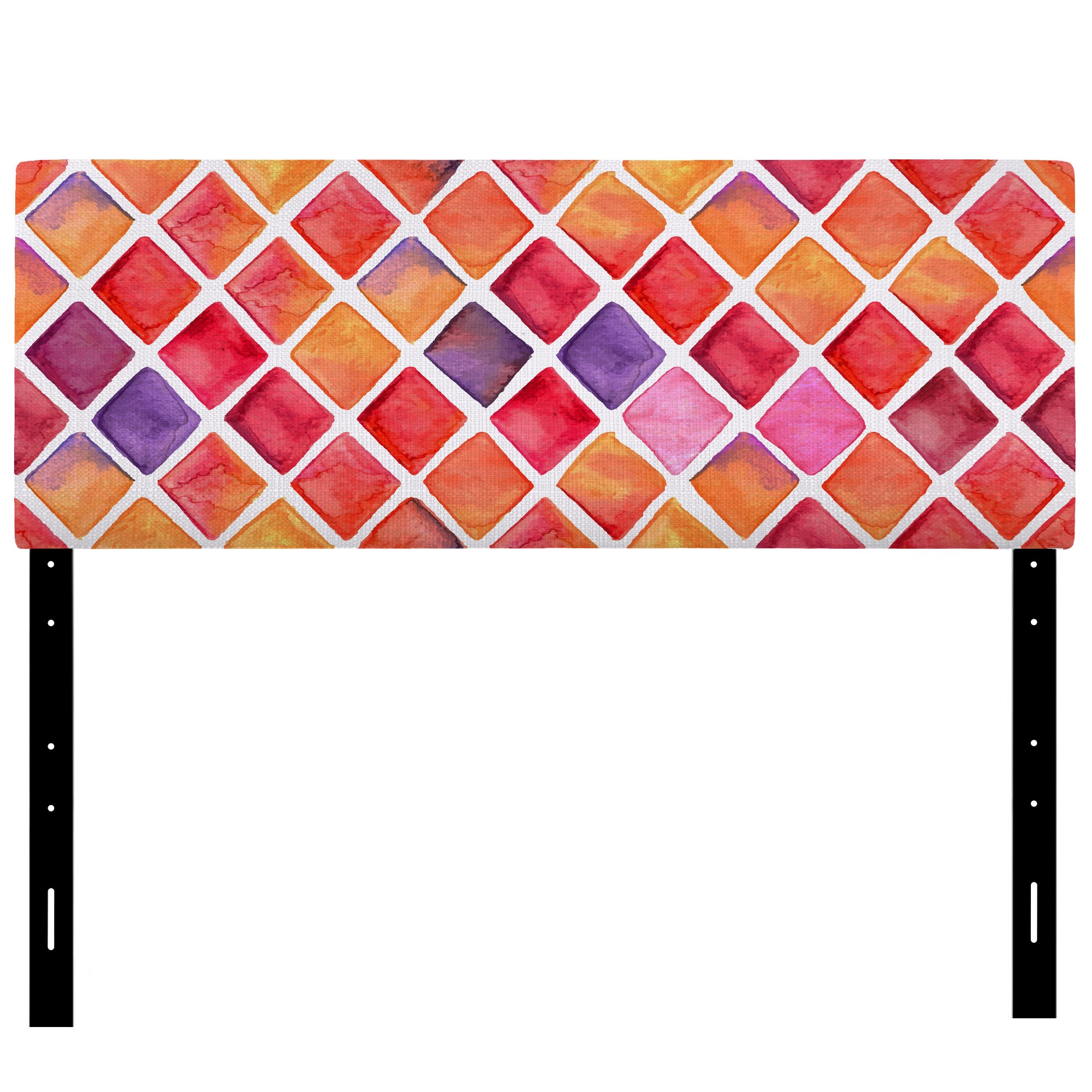 Orange And Red Diamonds upholstered headboard