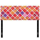 Orange And Red Diamonds upholstered headboard