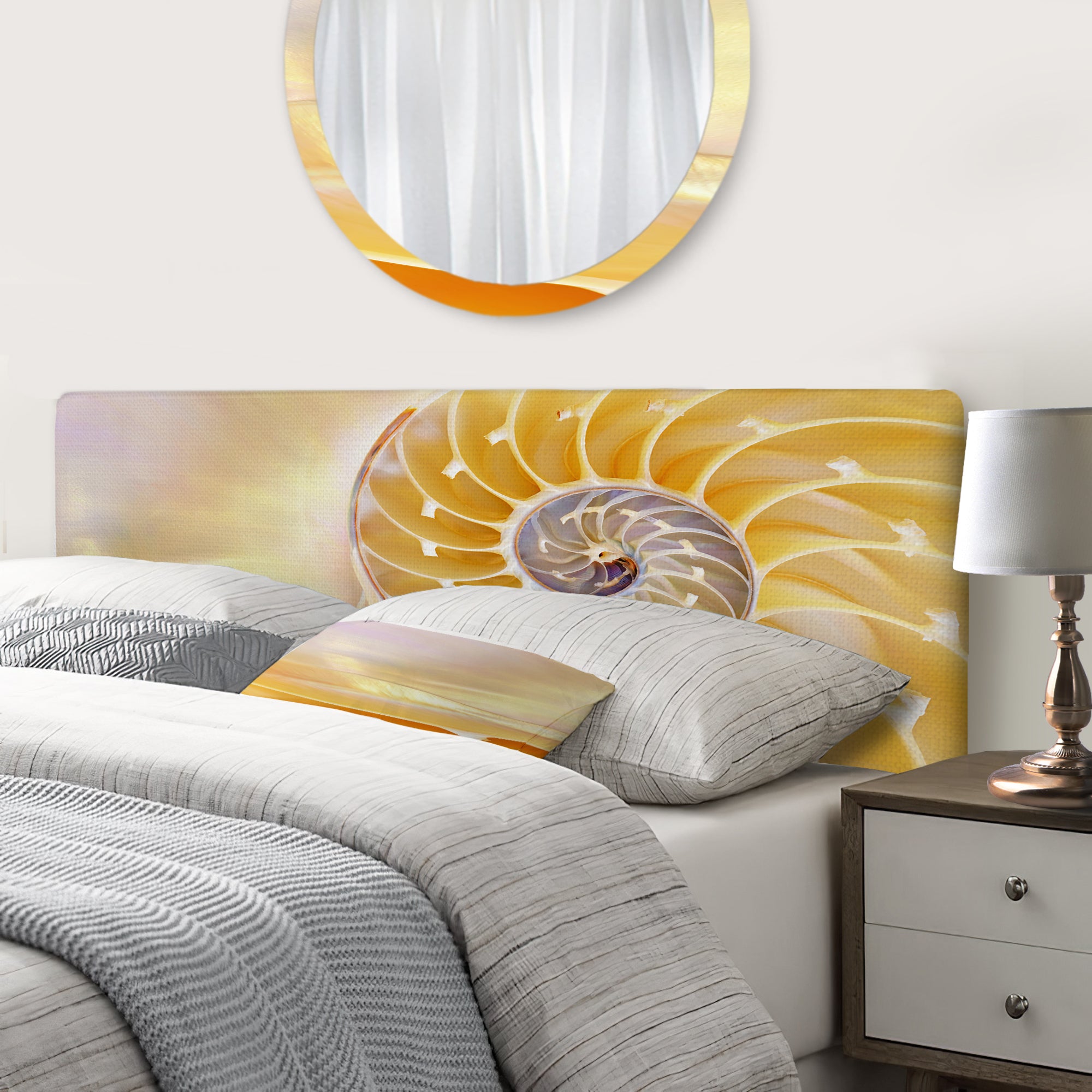 Yellow Shell Spiral upholstered headboard