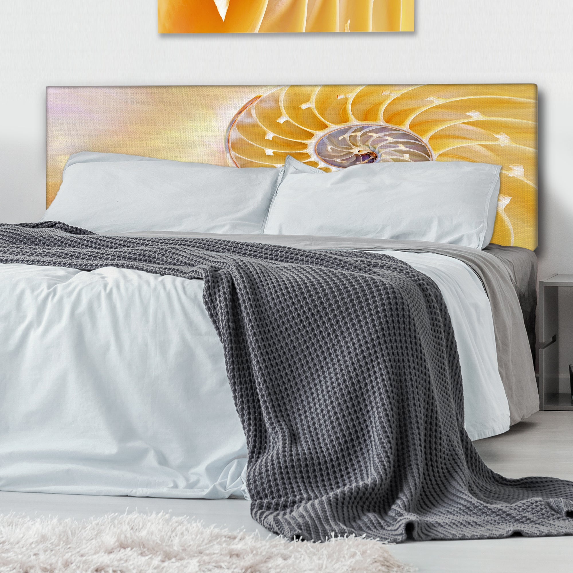 Yellow Shell Spiral upholstered headboard