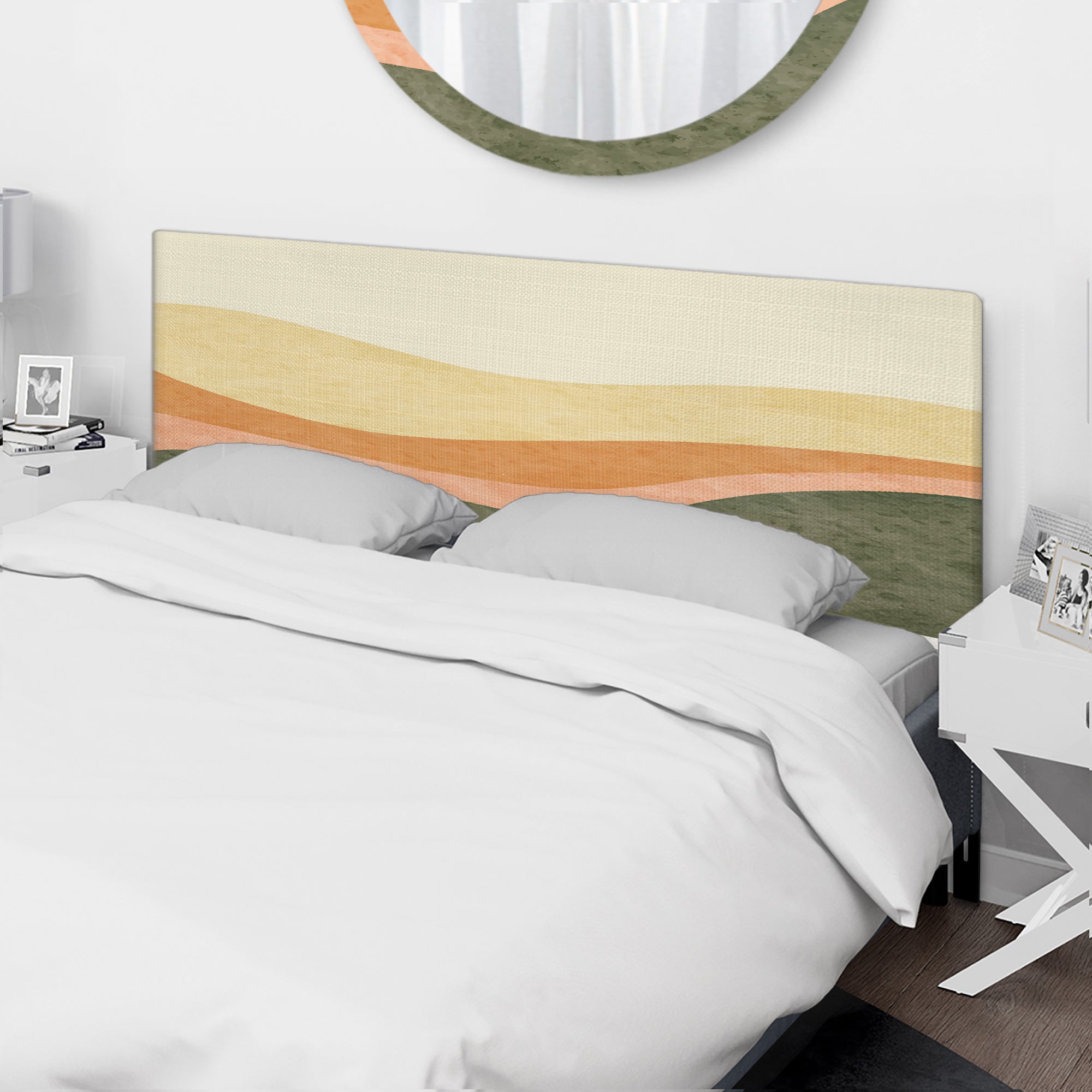 Minimalistic Retro Landscape II upholstered headboard