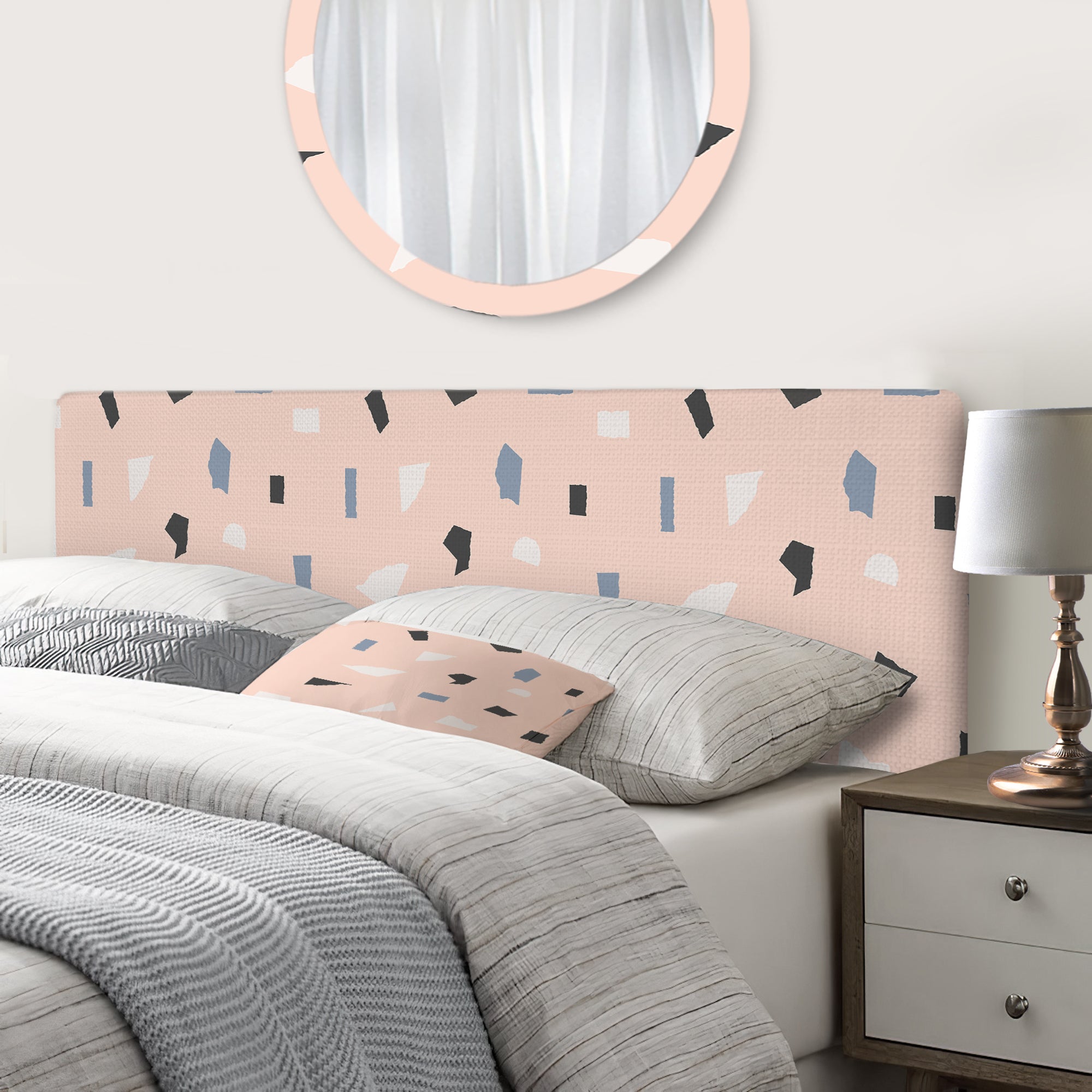 Pastel Retro Geometrics II upholstered headboard