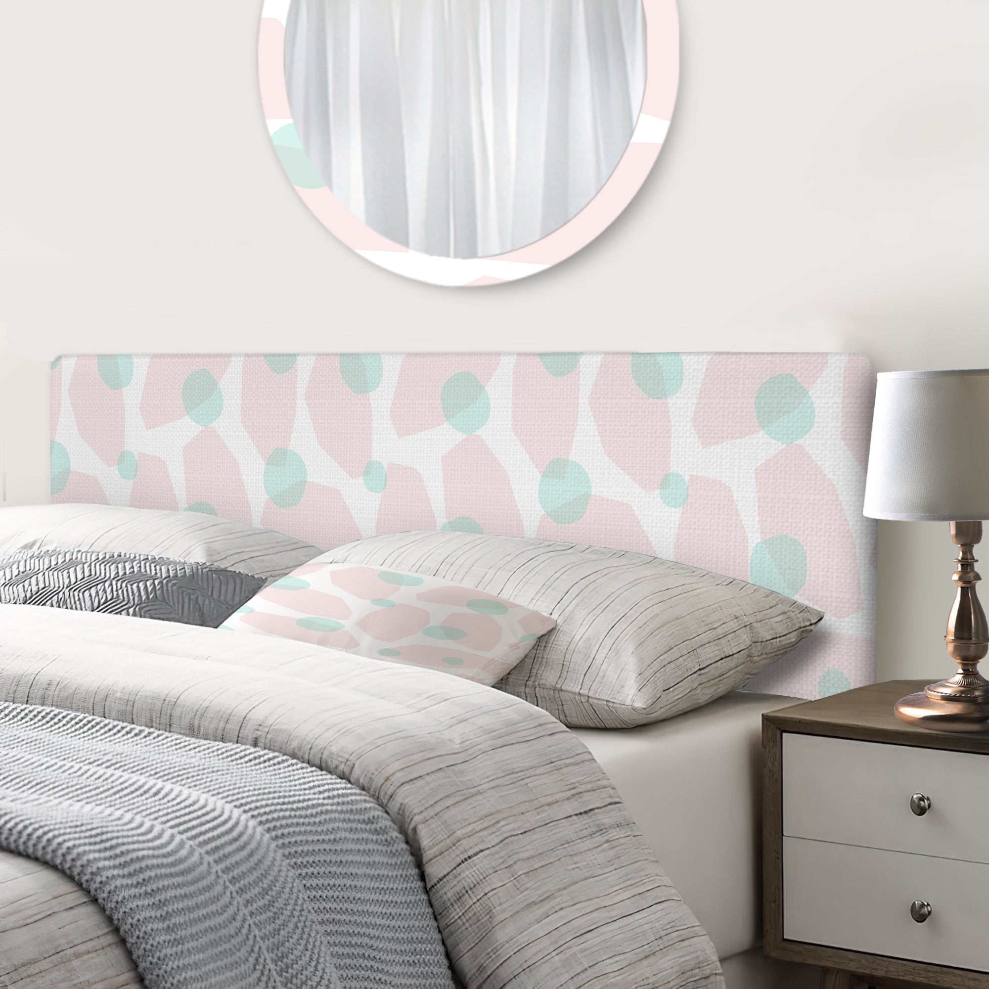 Pink And Blue Pastel Shapes I upholstered headboard