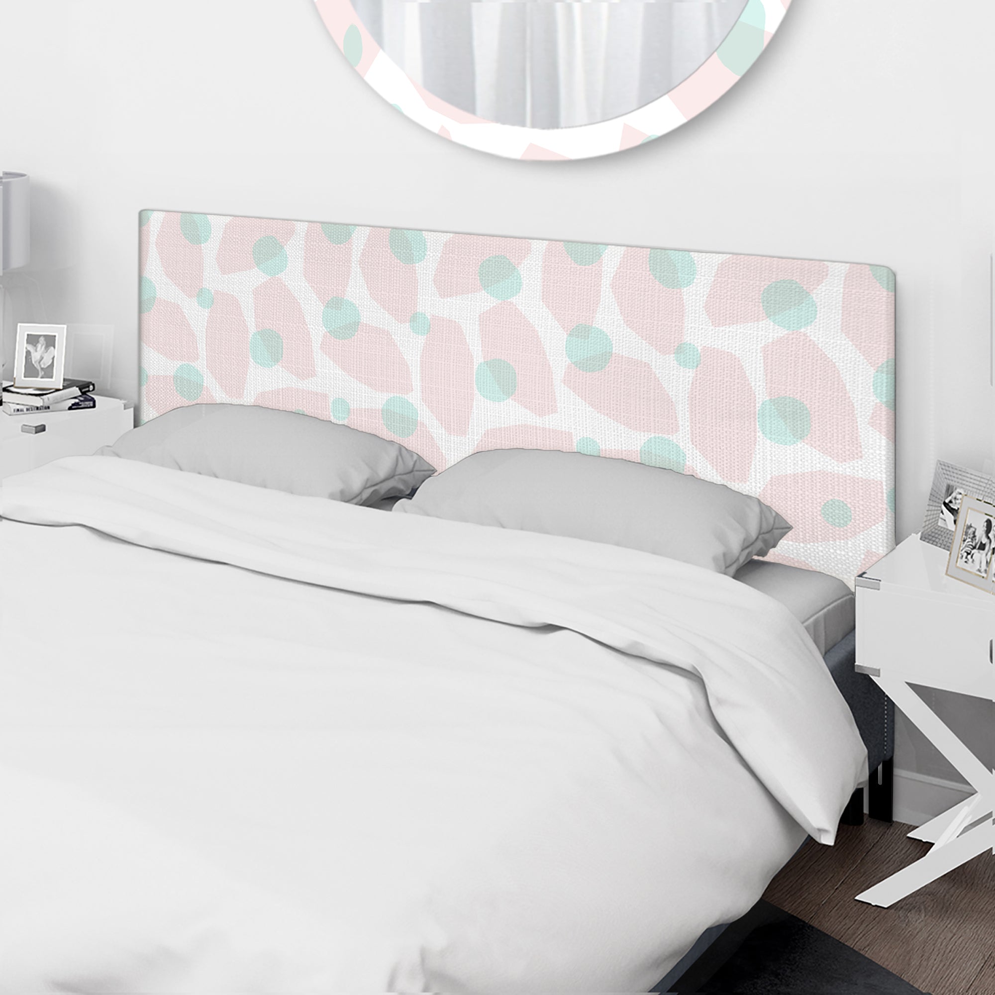 Pink And Blue Pastel Shapes I upholstered headboard