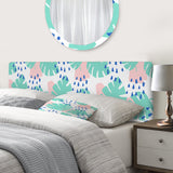 Pink And Green Pastel Leaves upholstered headboard