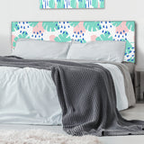 Pink And Green Pastel Leaves upholstered headboard