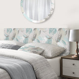 Gray And Blue Pastel Flowers And Leaves upholstered headboard