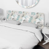 Gray And Blue Pastel Flowers And Leaves upholstered headboard