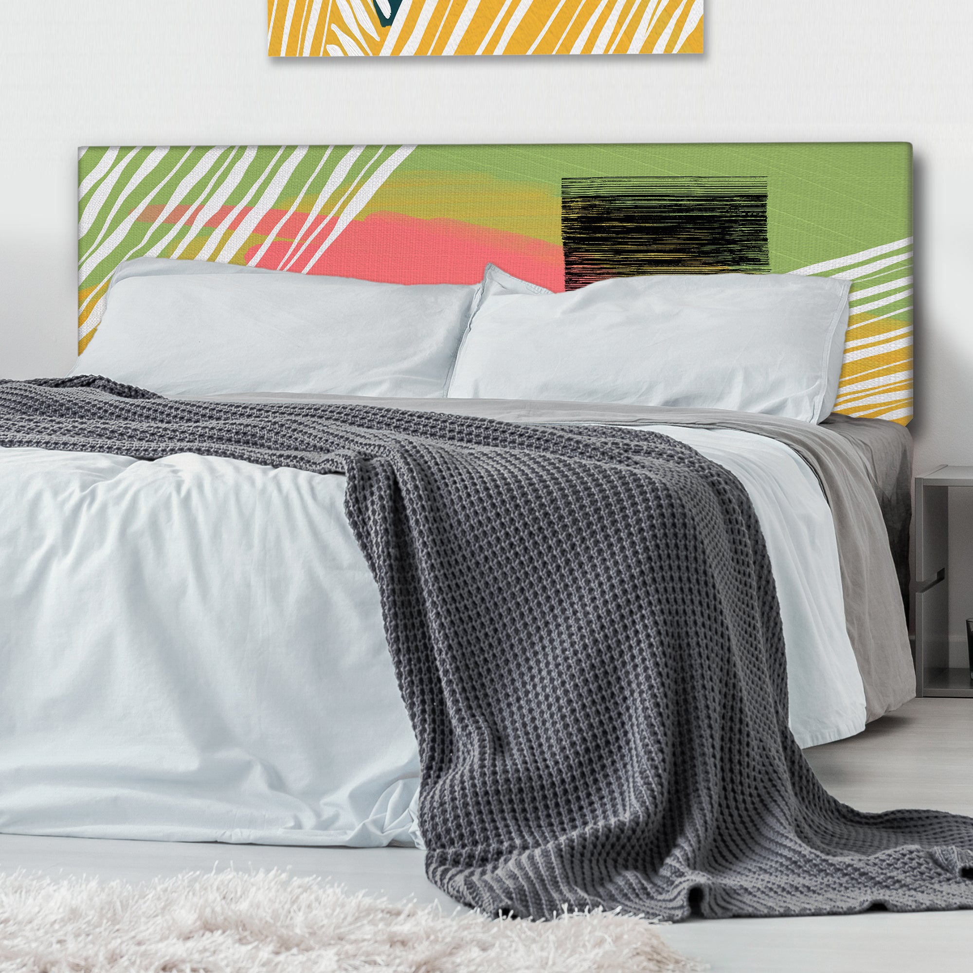 Minimal Abstract In Retro Tones upholstered headboard
