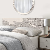 Monochrome Flowers And Leaves upholstered headboard