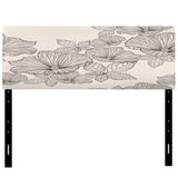 Monochrome Flowers And Leaves upholstered headboard